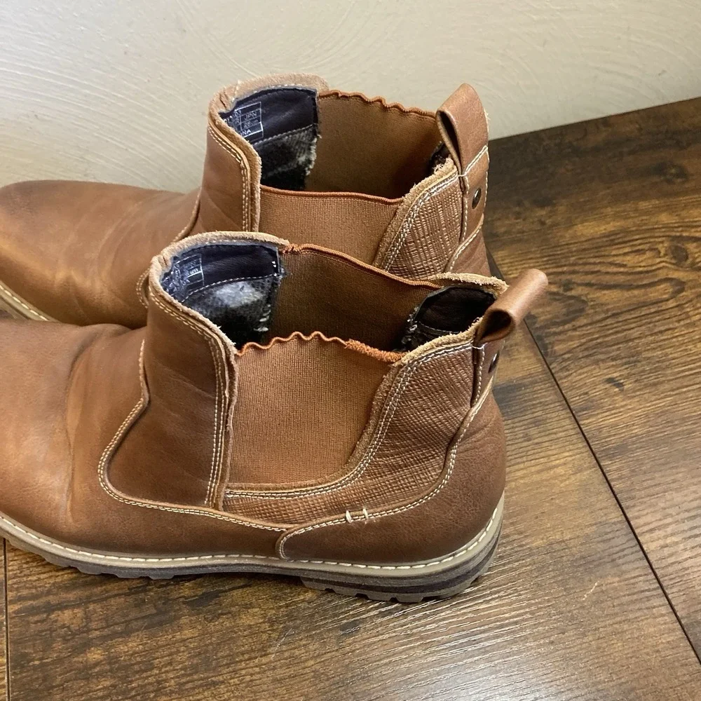 Bruno‎ Marc ENGLE-03 Men's Chelsea Boots Brown Leather Slip On Lug Sole 10